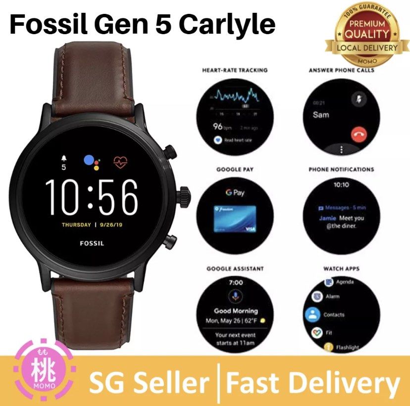 Fossil Gen 5 Carlyle Stainless Steel touch screen smart watch with