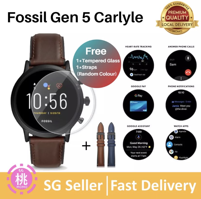 Fossil Gen 5 Carlyle Stainless Steel touch screen smart watch with
