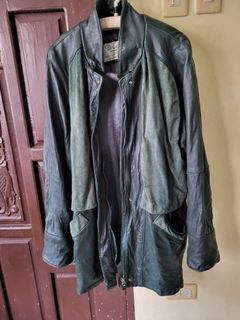 genuine leather jacket with suede details