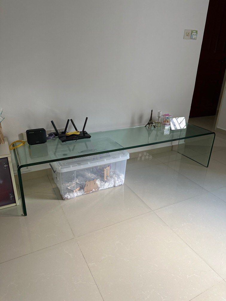 Glass TV Console, Furniture & Home Living, Furniture, TV Consoles on
