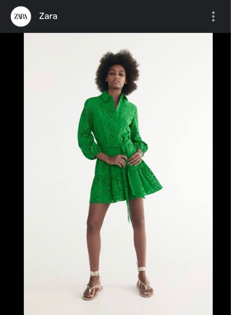 Zara green eyelet dress clearance