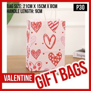 Hearts Valentines Love Heart Gift Paper Loot Bag Party Bag