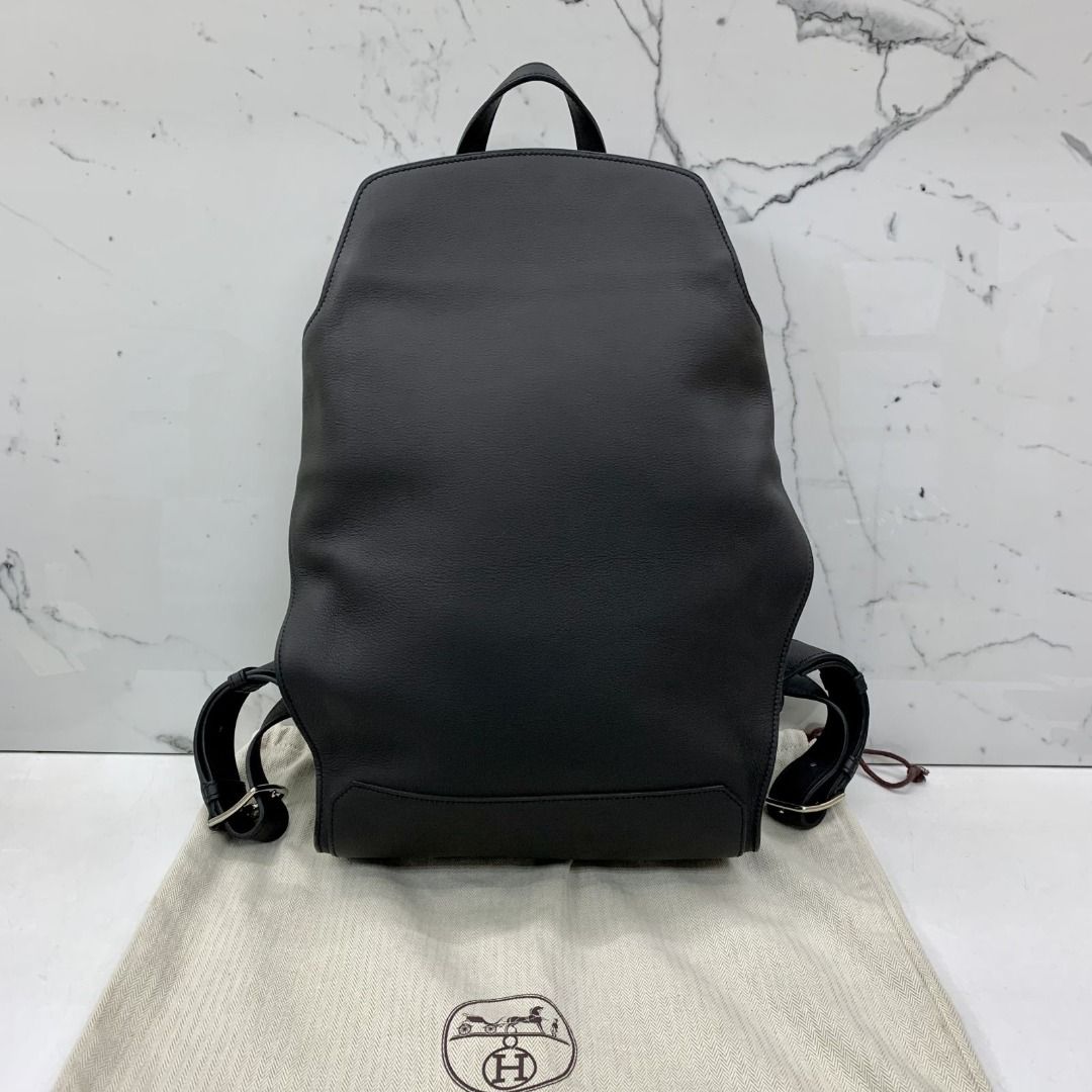 HERMES BLACK LEATHER CITY BAG 27 A STAMP BACKPACK 227037167 EK