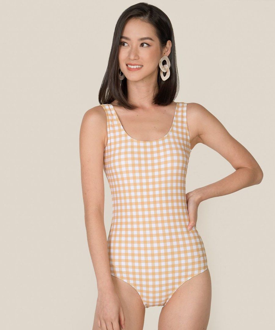 Red gingham one piece swimsuit hot sale