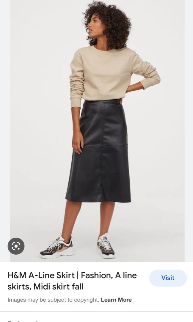 H M faux leather black midi skirt Women s Fashion Bottoms Skirts on Carousell