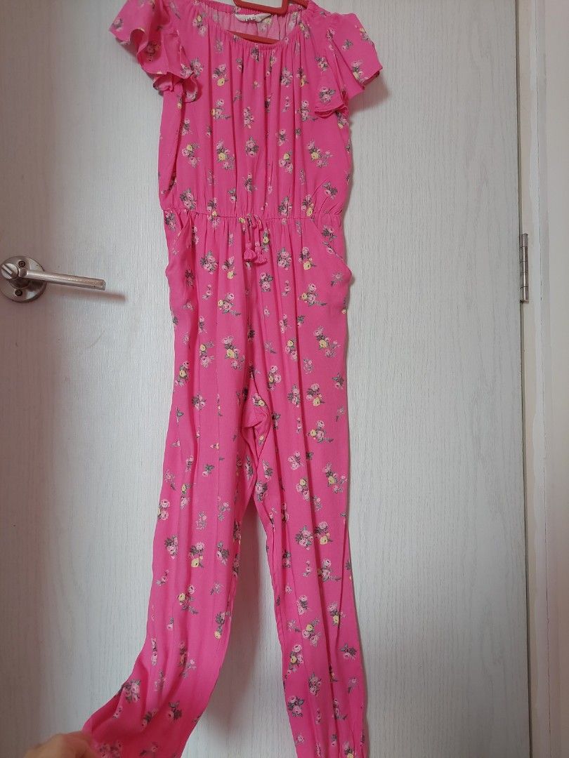 H M pink jumpsuit with florals for girls Babies Kids Babies