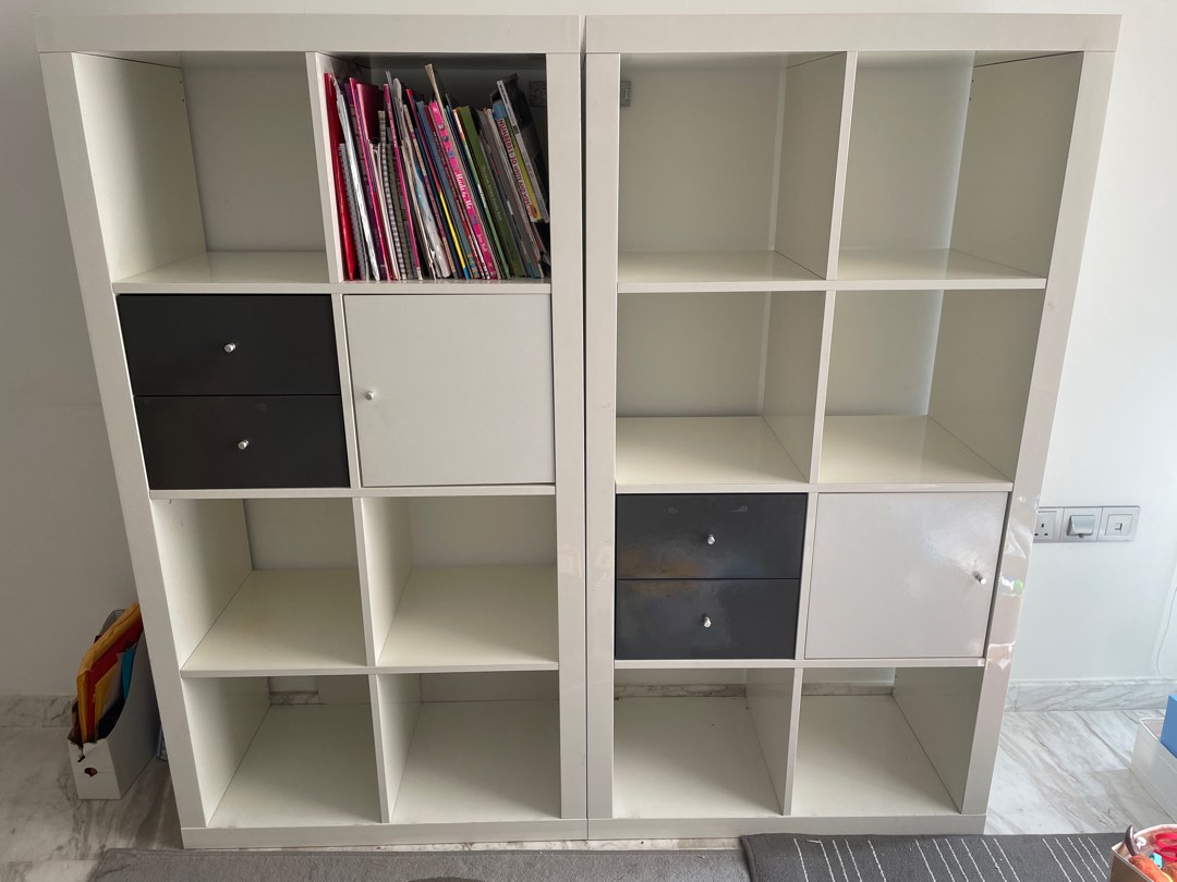Ikea KALLAX EXPEDIT shelves (2) with drawers, Furniture & Home Living