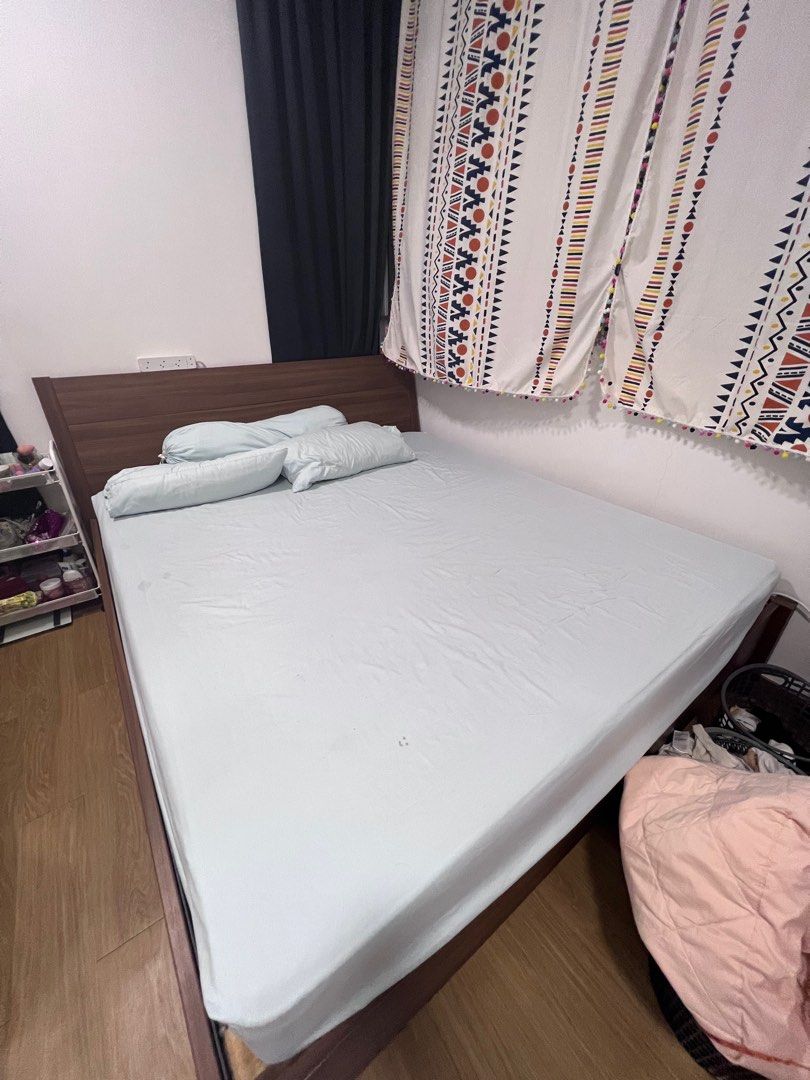 Ikea King Bed Solid wood, Furniture & Home Living, Furniture, Bed