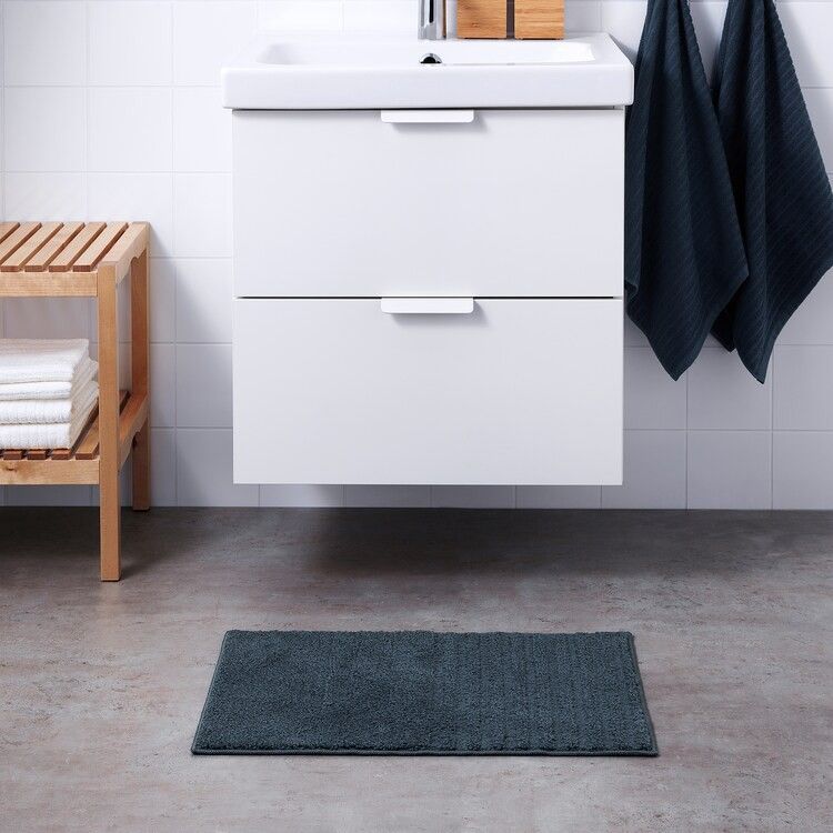 IKEA VINNFAR Bath Mat 40x60cm Dark Grey, Furniture & Home Living
