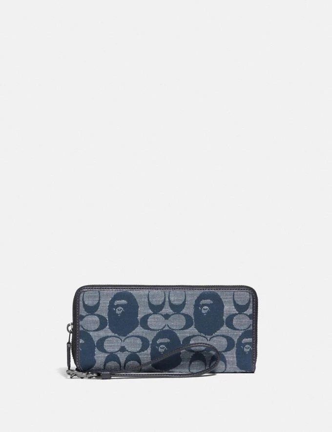 INSTOCK] Bape x Coach Long Phone Wallet Navy, Luxury, Bags 