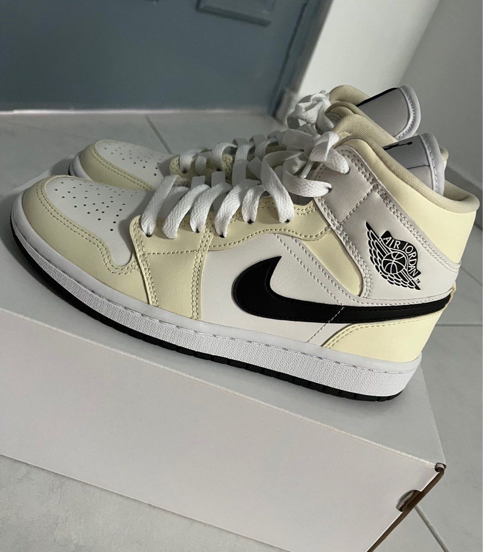 JORDANS 1 MID COCONUT MILK, Women's Fashion, Footwear, Sneakers on