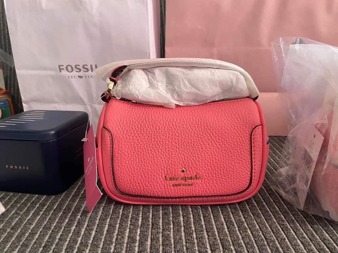Kate Spade Smoosh Leather Crossbody Pink Handbag $269, Women's Fashion ...