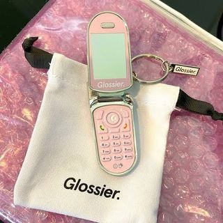 lf glossier keychain flip phone