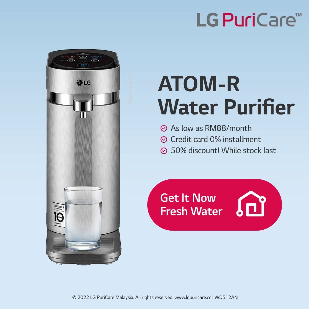 LG PuriCare WD516AN Tankless Water Purifier Malaysia Navy Blue, White, Silver 4WARD+ Self