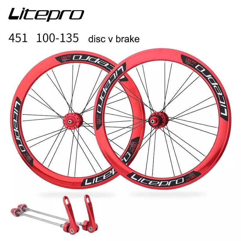 Litepro AERO Folding Bicycle 451 20 inch Wheelset 100/135mm Disc V