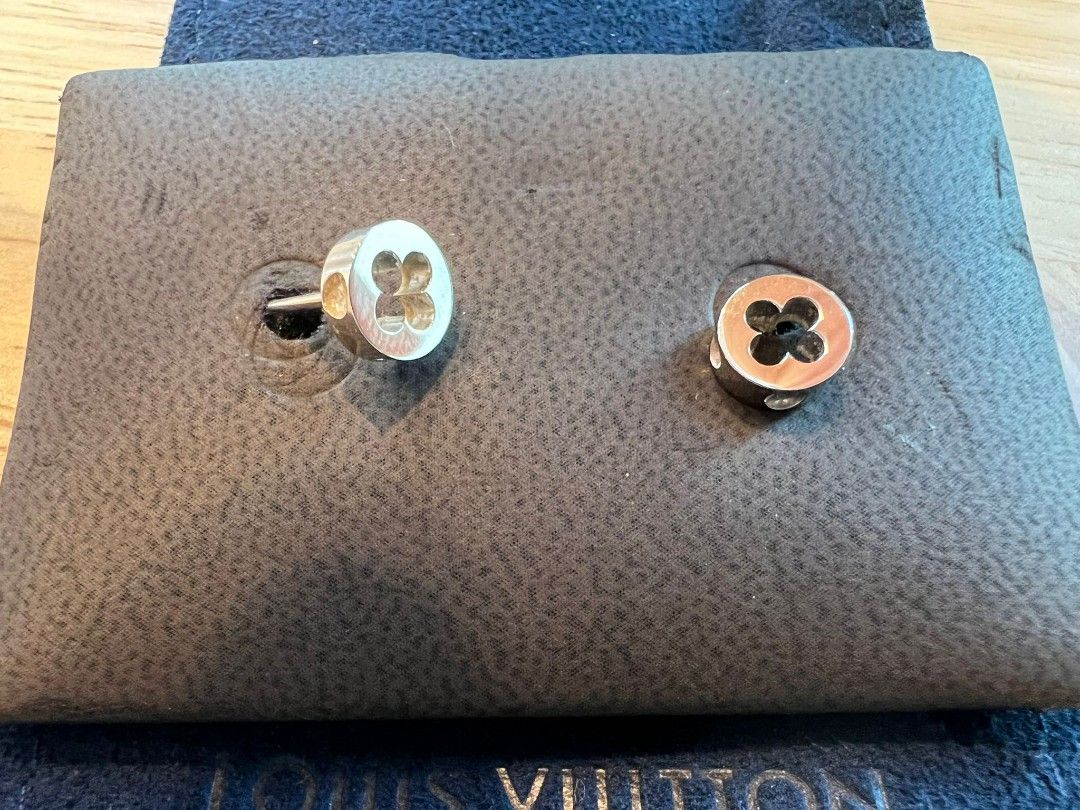 Louis Vuitton Empreinte Ear Studs, White Gold, Silver