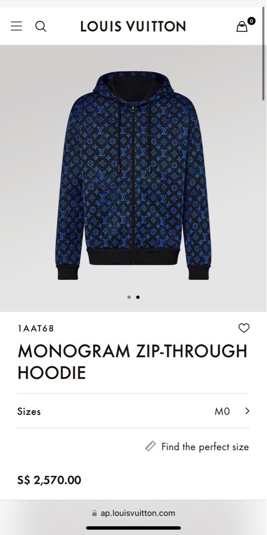 Louis Vuitton LV Monogram Zip Through Hoodie shirt jacket, Men's