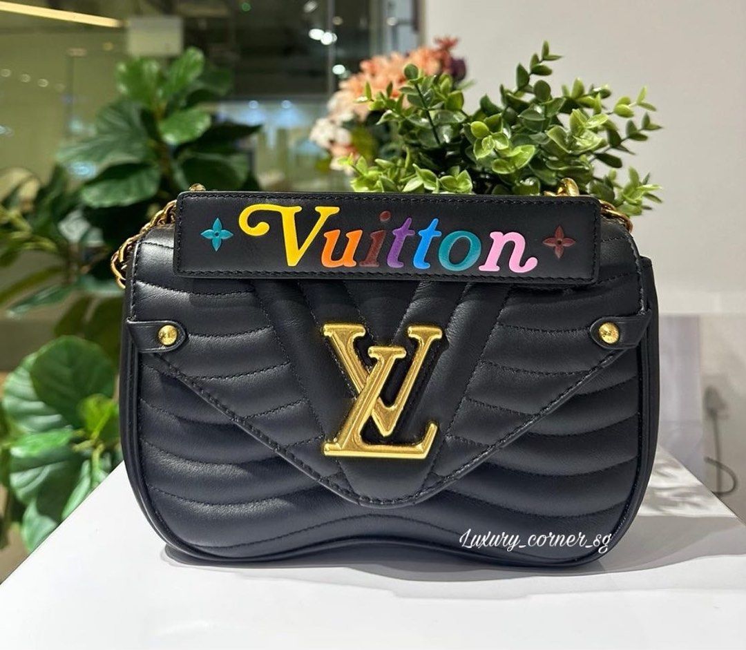 New $2850 Louis Vuitton LV Leather New Wave Chain Bag PM Black