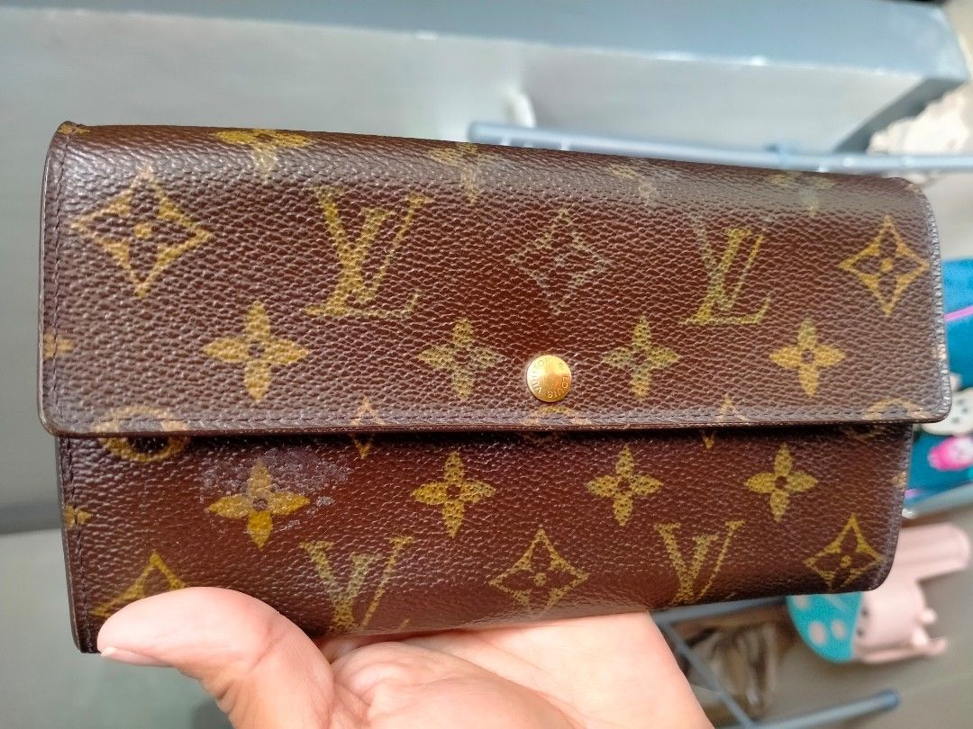 Authenticated Used Louis Vuitton Monogram Portefeuille Sarah Wallet Long  Bifold Women's New Gold Hardware Brown Coquelicot M62236 