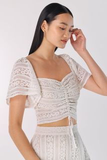 Lovet Kimiko Drawstring Lace Top