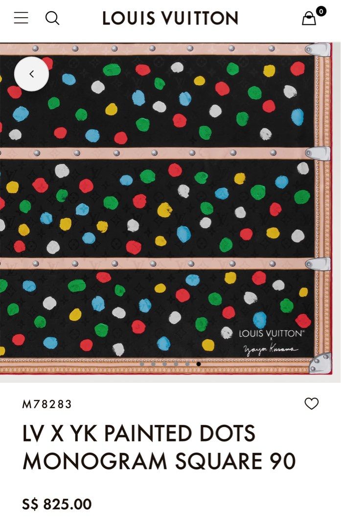 LV x YK Painted Dots Monogram Square 90 - Luxury S00 Black