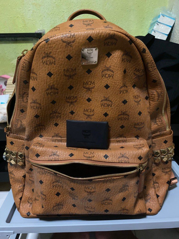 MCM LARGE STARK SIDE STUDS BACKPACK IN VISETOS, Men's Fashion, Bags,  Backpacks on Carousell