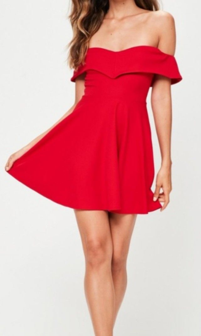 Missguided red bardot dress online