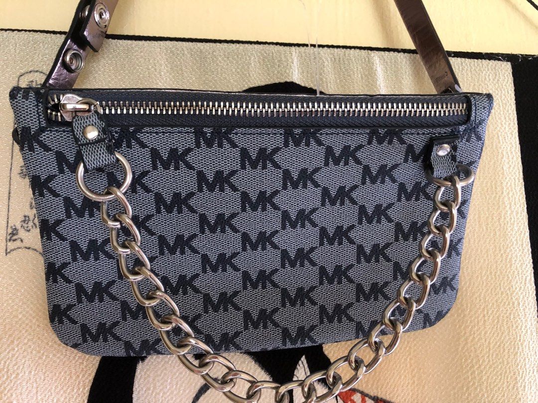 Super Sale MK Leather Logo Fanny Pack in Grey 554131 Women s
