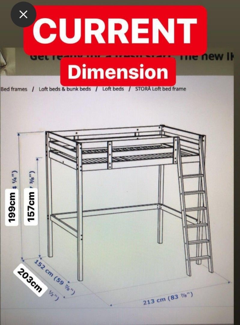 Modified Ikea Stora Loft Bed frame, Furniture & Home Living, Furniture