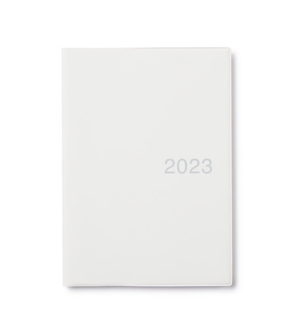Muji Planner 2023 Vinyl Cover in White Grey, Hobbies & Toys, Stationary