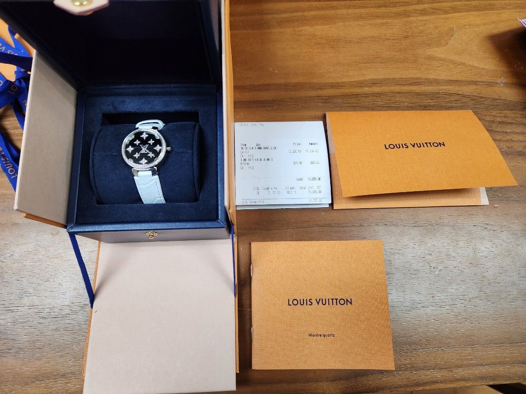 New Louis Vuitton Tambour Slim Monogram Dentelle White 28mm, Luxury,  Watches on Carousell