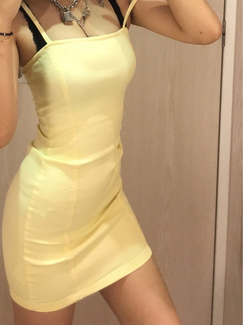 Pastel yellow bodycon dress 2025