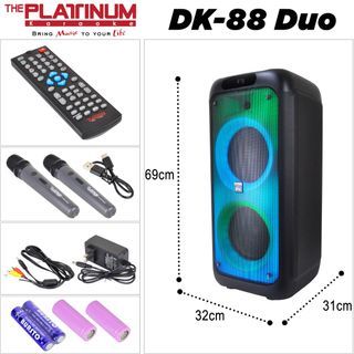 PLATINUM  DK-88 Duo Portable Party Jukebox Speaker Built-in Karaoke 2000W PMPO