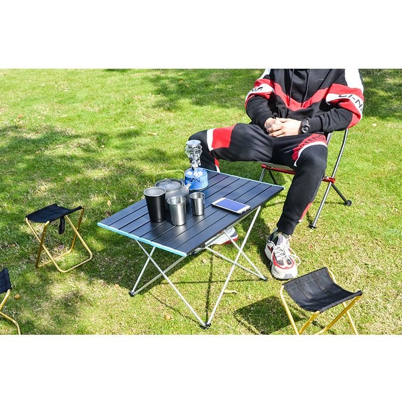 Grovind Folding Grill Table Camping Table with Mesh Desktop, Lightweight 3  FT Metal Table for Outside, Height Adjustable Portable Grill Table for