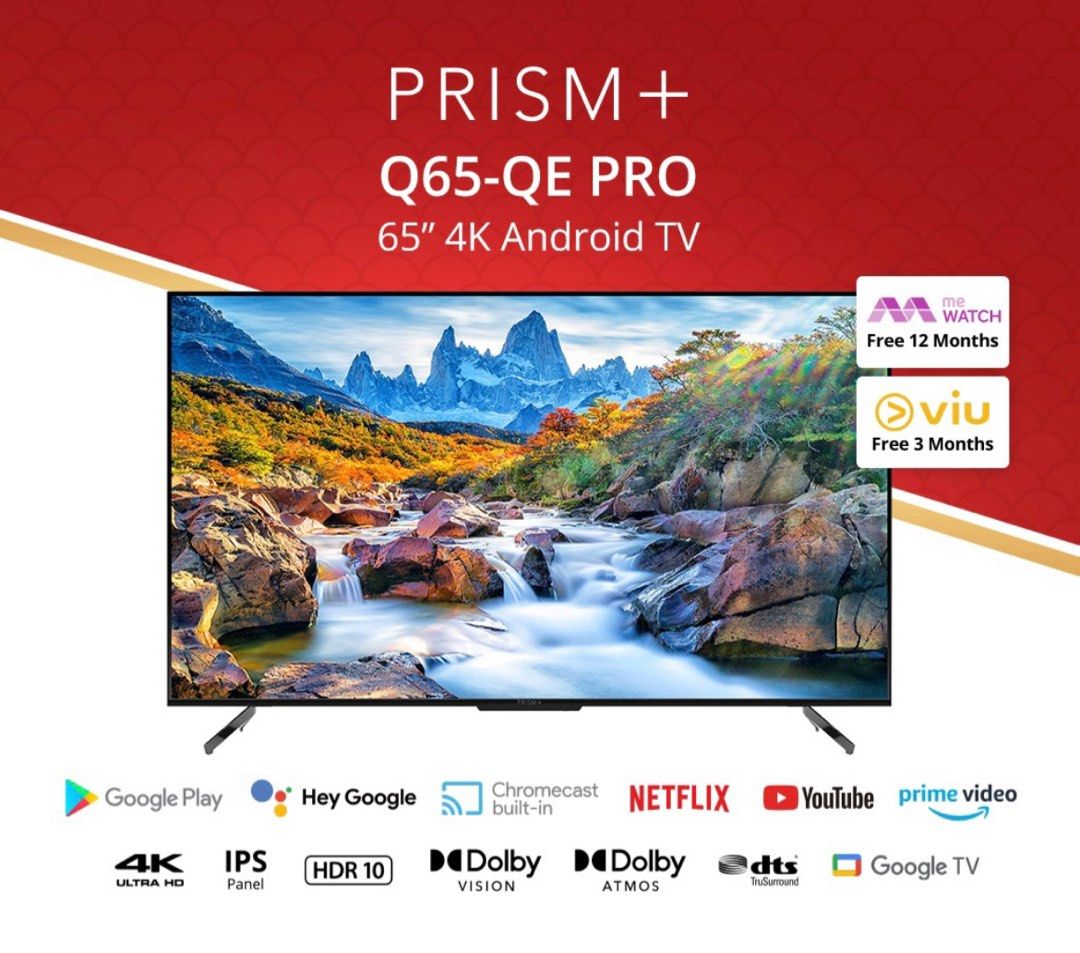PRISM+ Q65 PRO Quantum Edition 4K Android TV 65 inch, TV & Home