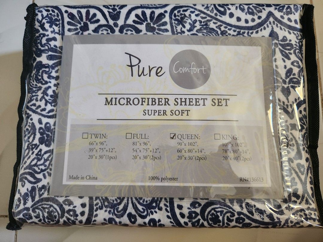 Pure Comfort Microfiber Queen size Bedsheet, Furniture & Home