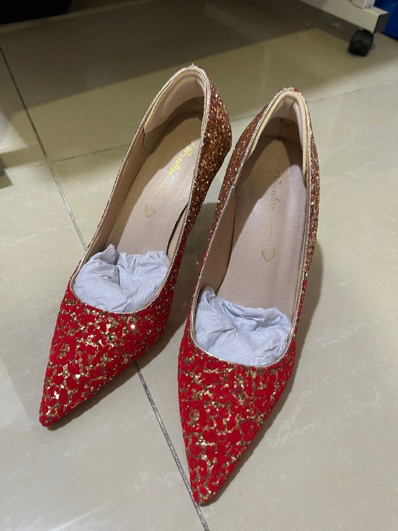 Red online glitter heels