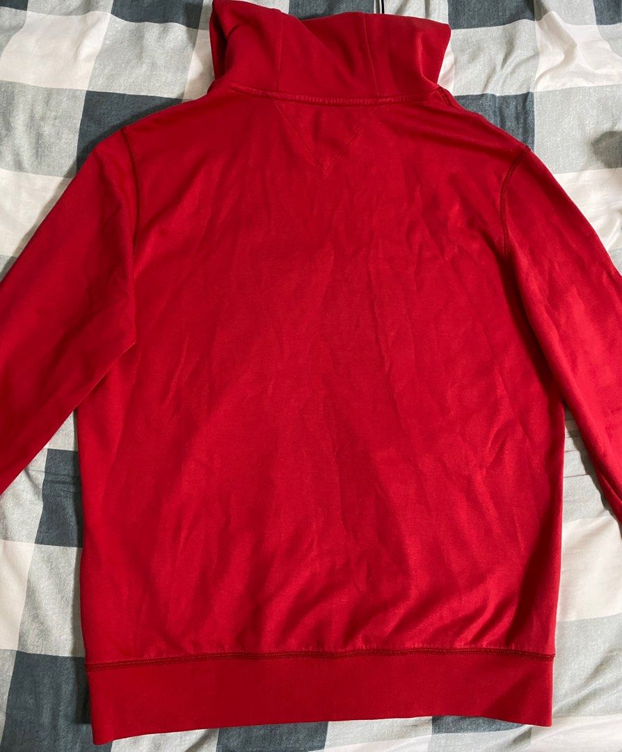 Red tommy hilfiger hoodie mens top