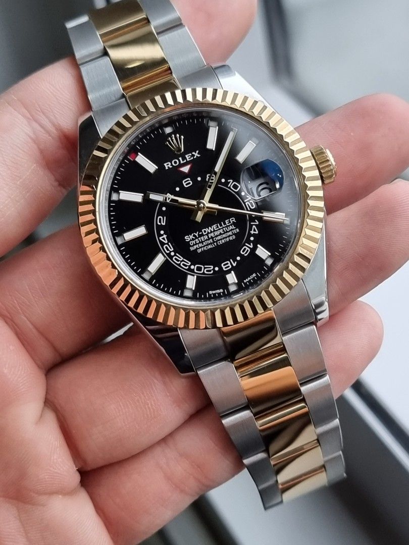 Rolex sky dweller two on sale tone price