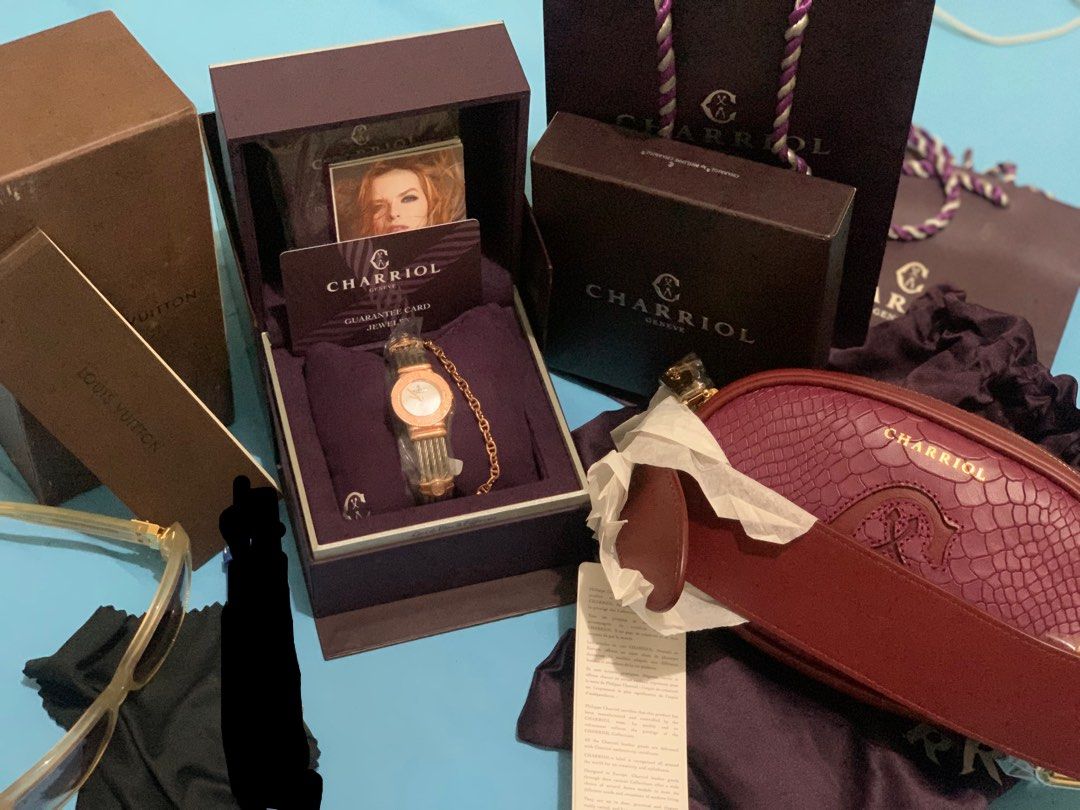 RUSH RUSH!!! All authentic For take all (Category: Luxury Watches) located in Angeles City. Submitted by febheart (Listing ID 1202891565, Image 1). Description: * Charriol watch st tropez with stone brandnew rose gold * Brandnew belt bag charriol * preloved authentic LV shades Lahat po authentic Balik nyo po sakin pag fake.