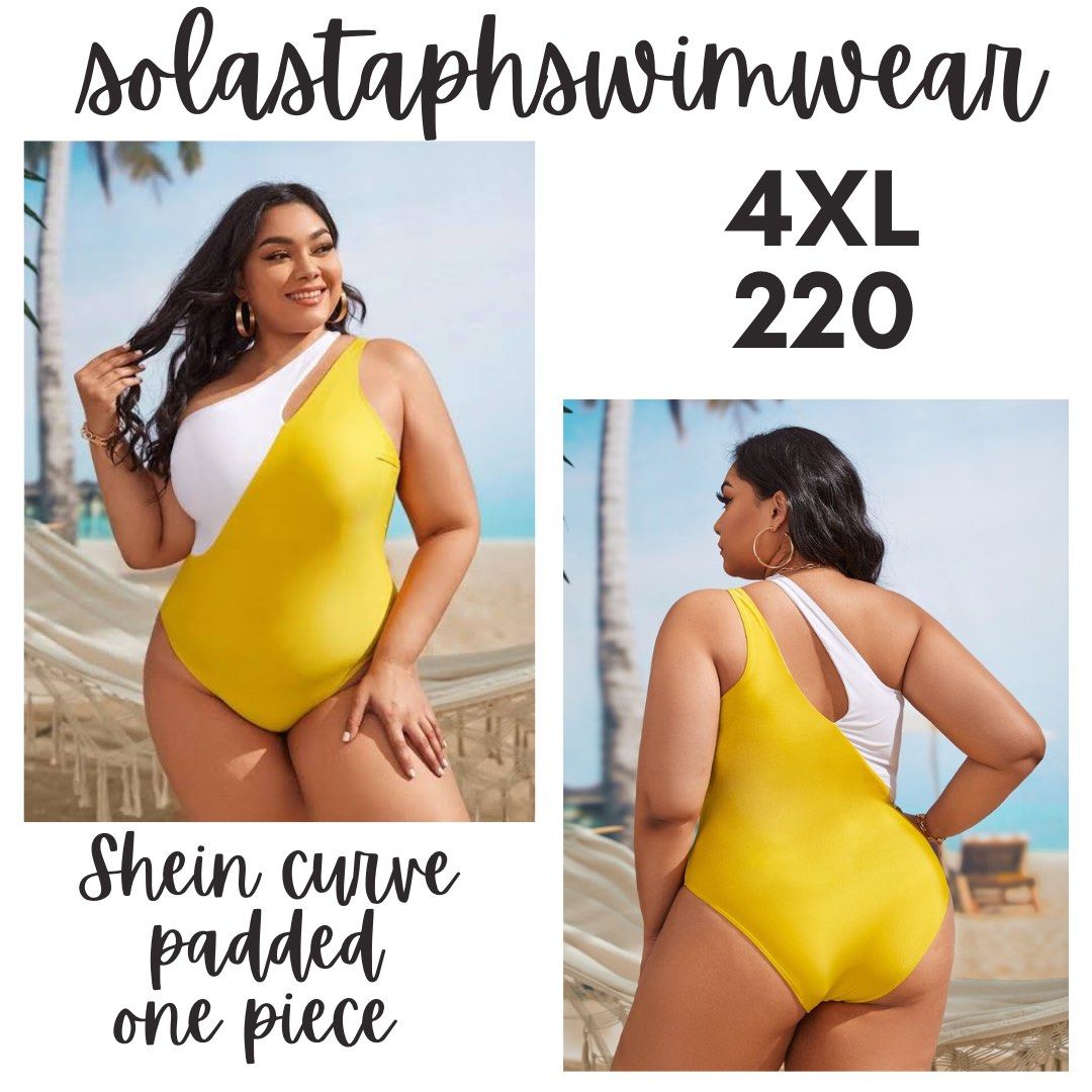 Shein Curve Plus Size Color Block One Piece Swimsuit, Women's Fashion