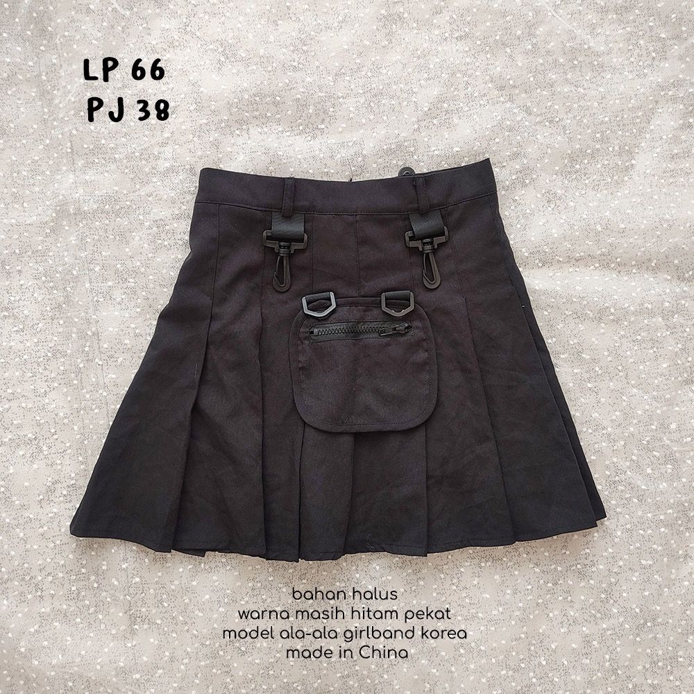 SKIRT korea rock n roll rempel black hitam korean zipper kantong model ...