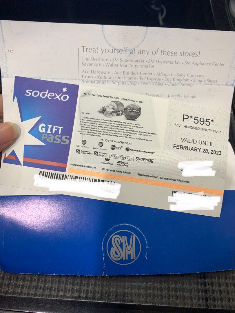 Sodexo gift pass certificate Tickets Vouchers Vouchers on Carousell