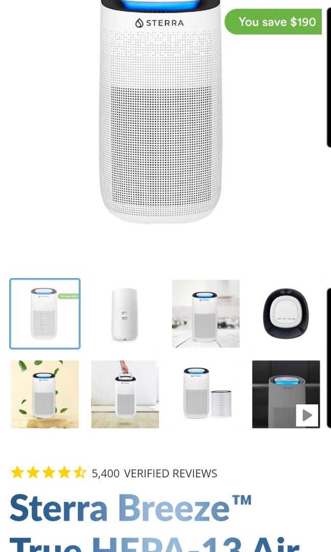 Sterra Breeze Air Purifier, TV & Home Appliances, Air Purifiers
