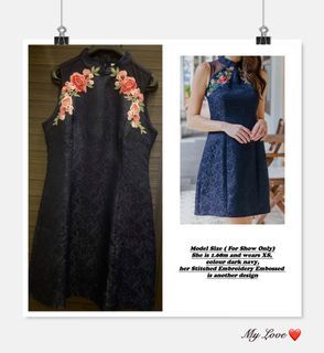 Stitched Embroidery Embossed Dress (Black)