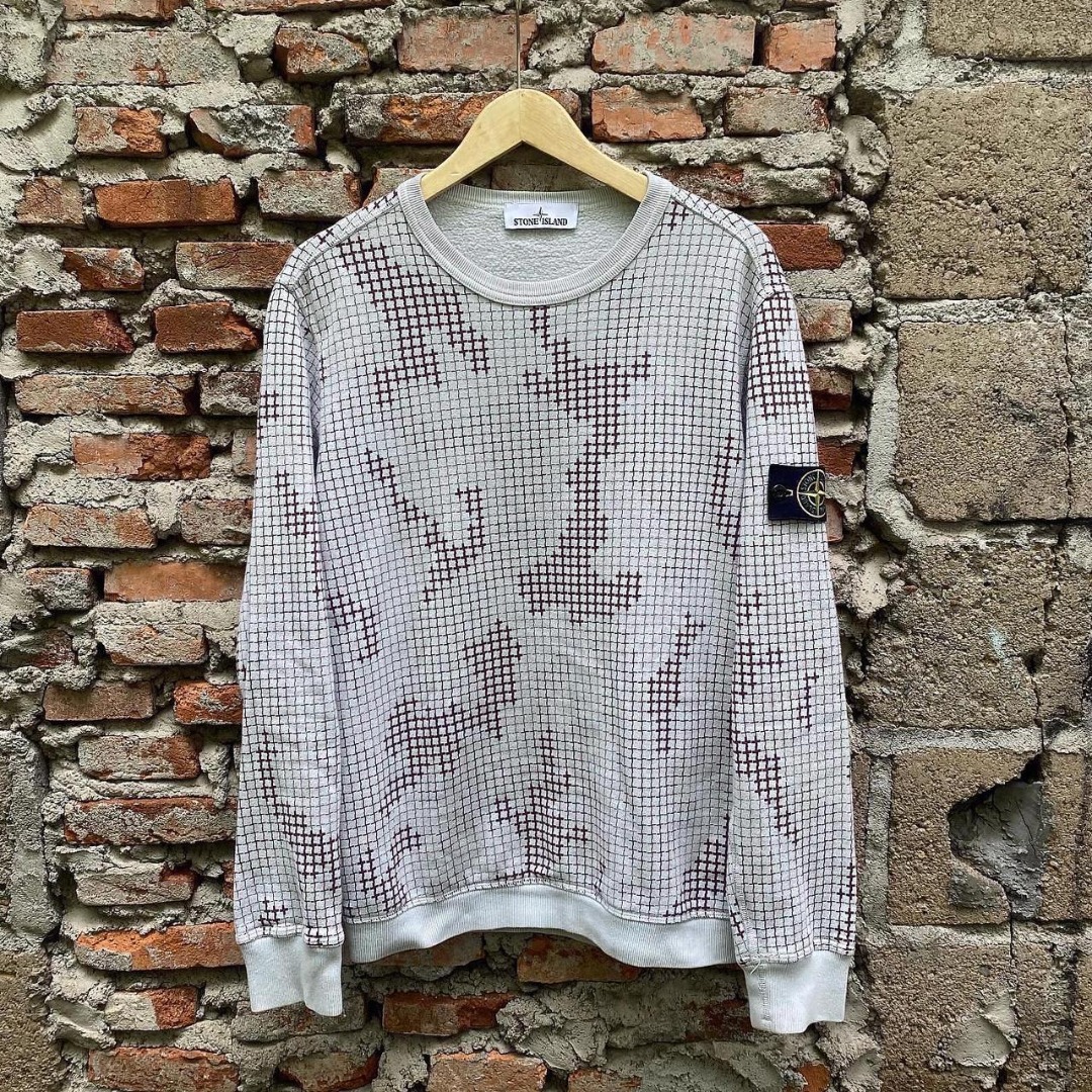 Stone Island Camo Grid Sweatshirt Barang Mewah Pakaian di Carousell