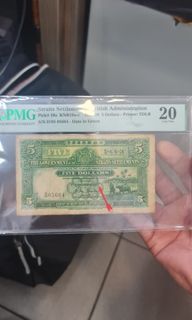 Straits Settlement 1927 $5，PMG2O，1OO%  Is original people.