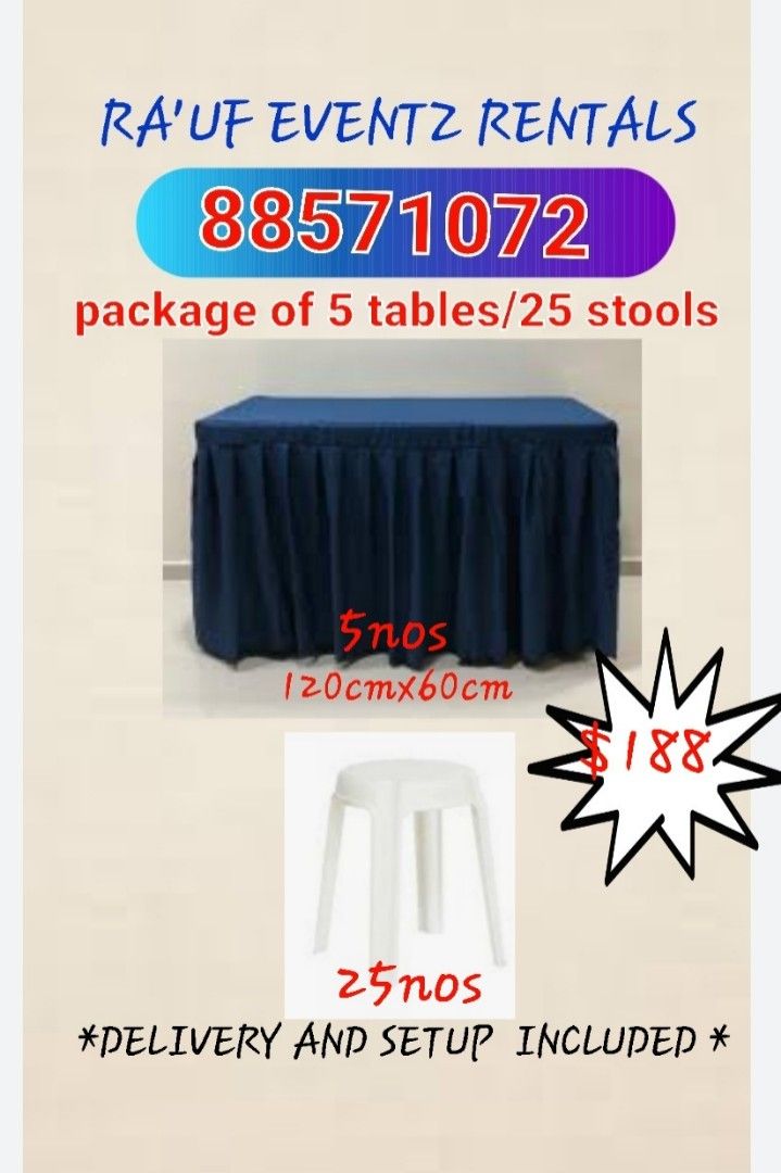 Table and chairs rental, Lifestyle Services, Event & Party Services on