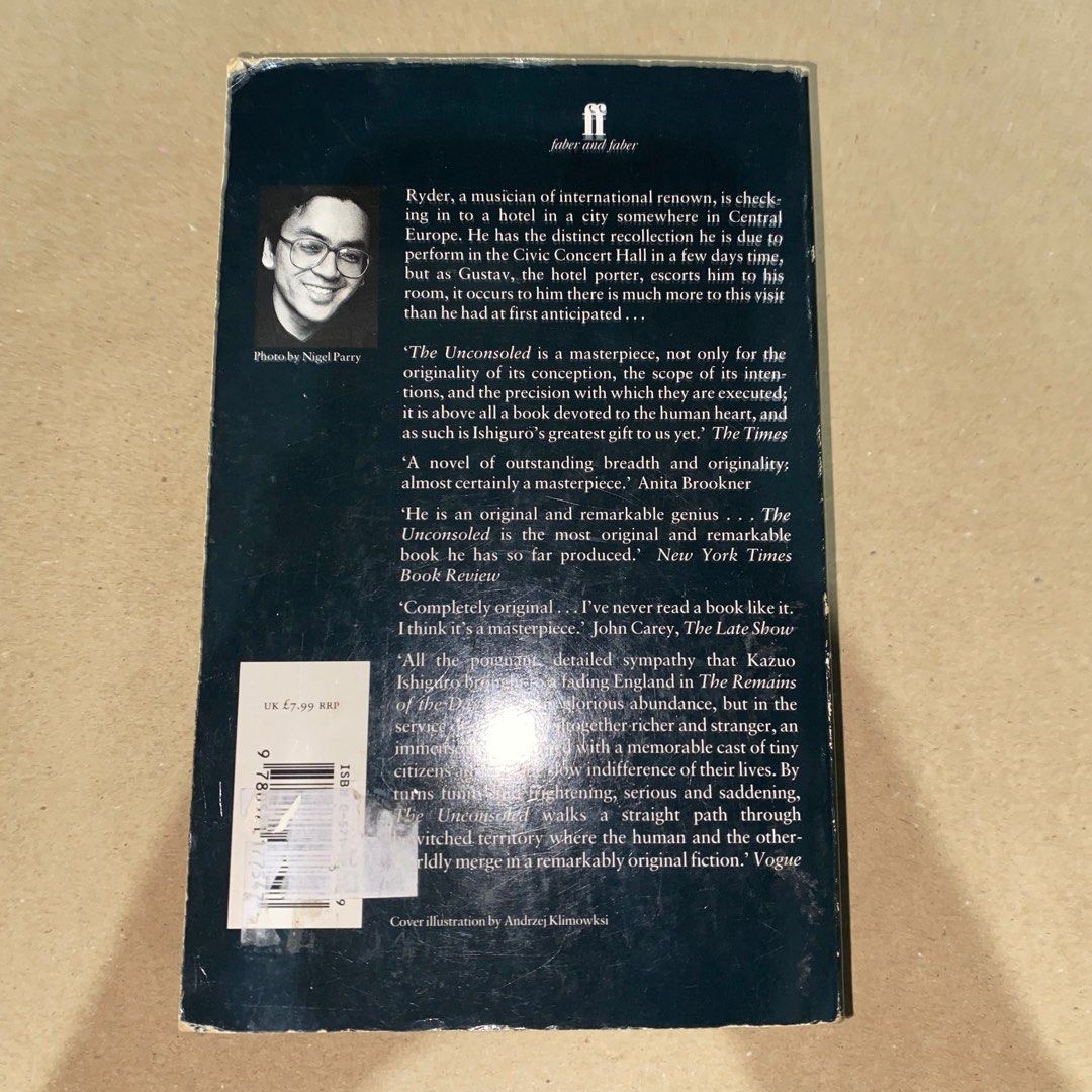 The unconsoled by kazuo ishiguro (Category: Storybooks) located in Cavite. Submitted by yang233 (Listing ID 1208522630, Image 2). Description: please refer to the photos for the condition mop: gcash, union bank, cod shopee +10% mod: direct ggx, j&t, sco.