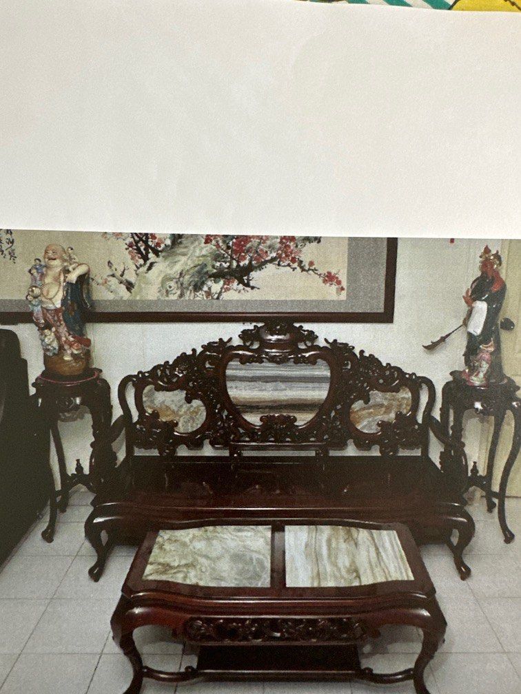 Traditional Rose Wood with genuine Marble backing furniture set